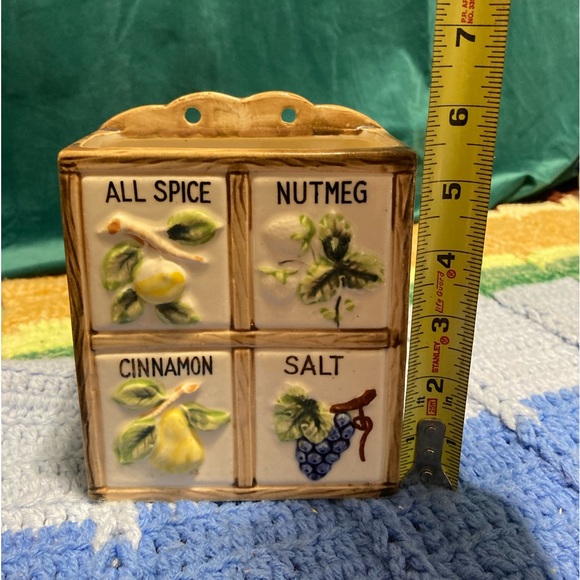 Ceramic Wall Pocket Spice Graphics Kitchen Vintage Kitschy Organizer - Picture 8 of 14